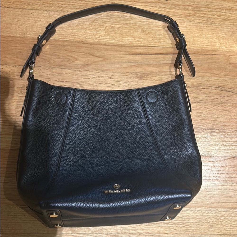 Michael Kors Black Hobo Bag with Textured Leather and Adjustable Strap